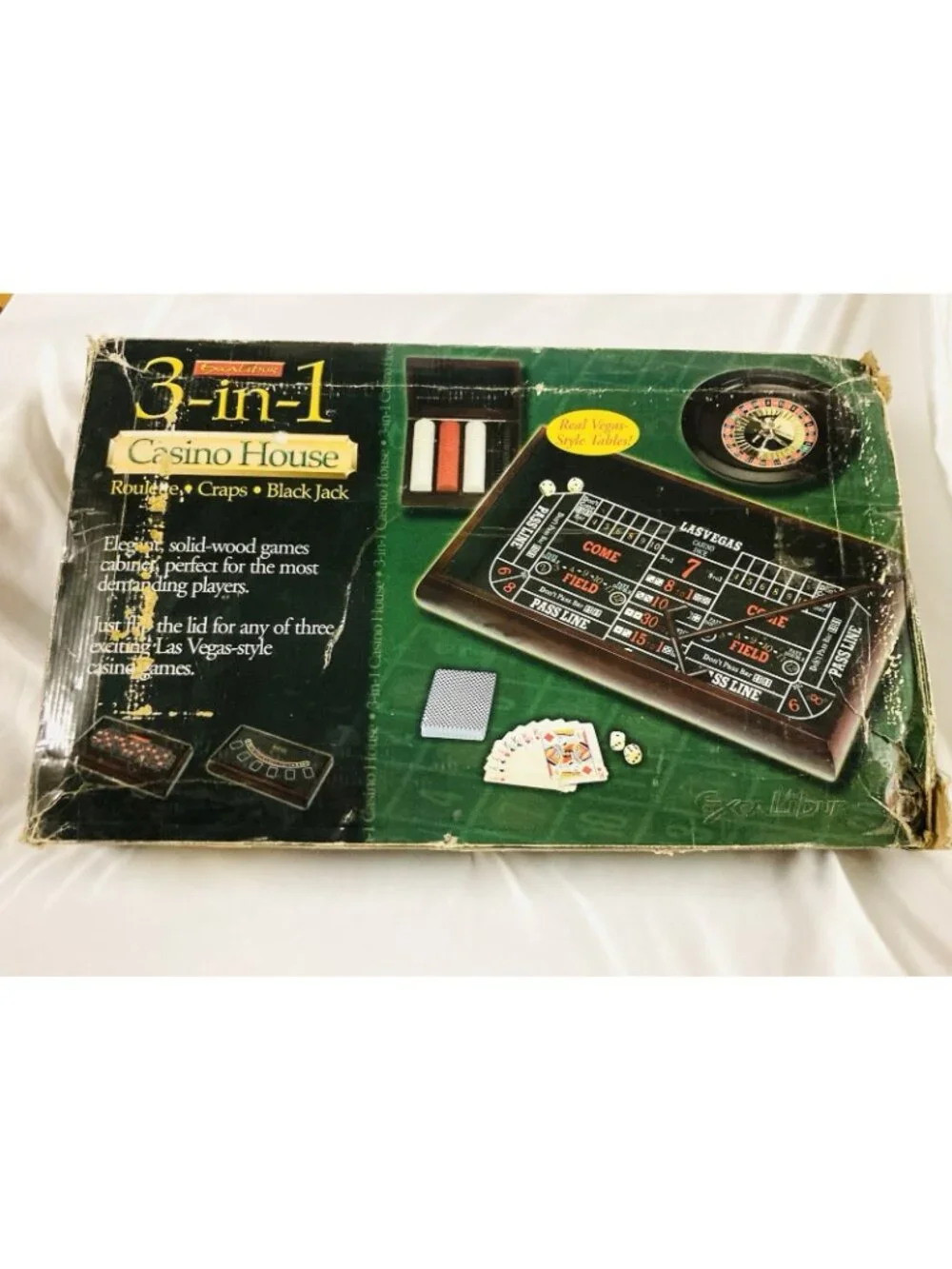 Excalibur 3 In 1 Casino House, Blackjack, Craps, Roulette New Damage Box Heavy